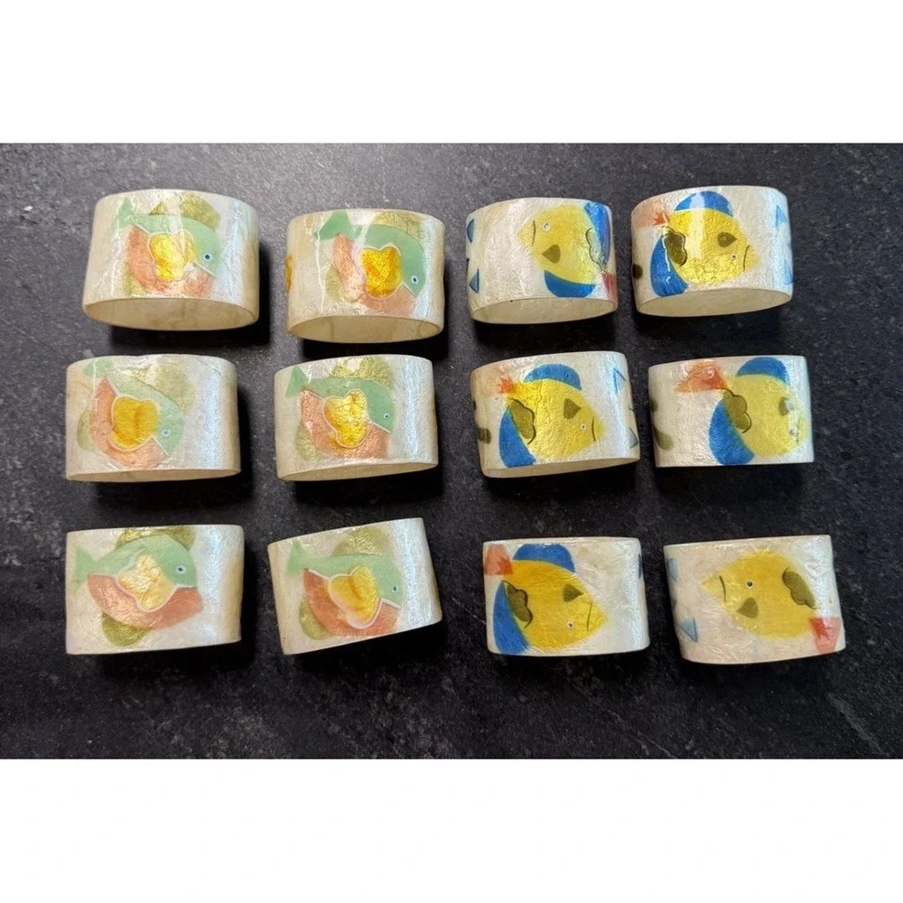 Vintage Studio Nova Barrier Reef Napkin Rings Set‎ of 12 Tropical Fish Y2310